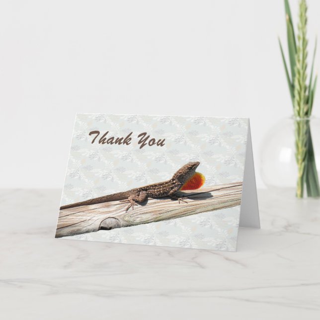 Thank You Card with Brown Anole Lizard Blank (Front)