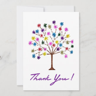 Thank you card with colorful tree, blank inside