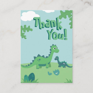 Thank you card with cute dinosaur mommy and kid.