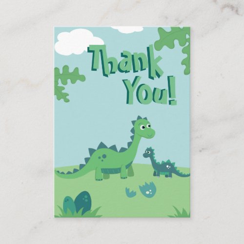 Thank you card with cute dinosaur mommy and kid