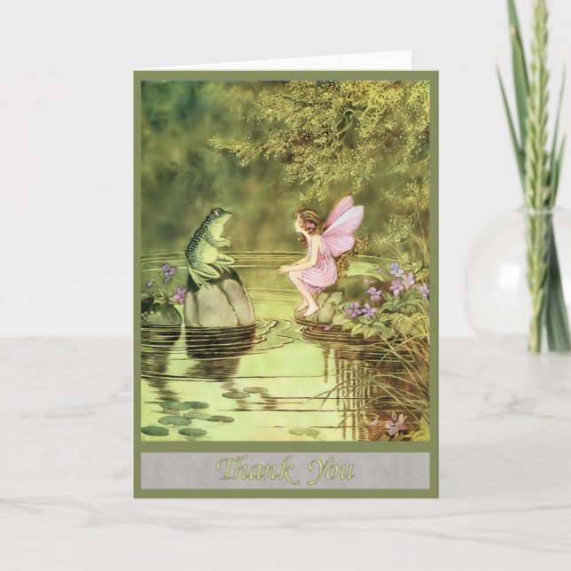 Thank You Card with Fairy and Frog (Front)