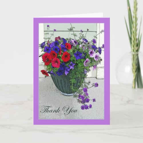 Thank You Card with Flower Arrangement Petunias