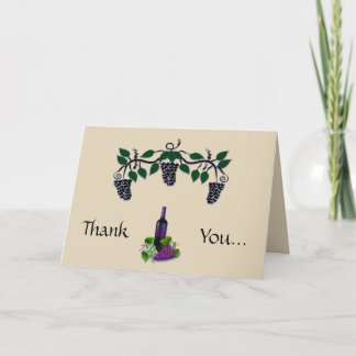 Thank you Card With Graphic of Wine and grapes