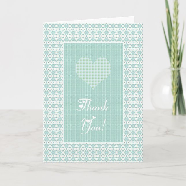 Thank You Card with Hearts Pale Blue (Front)