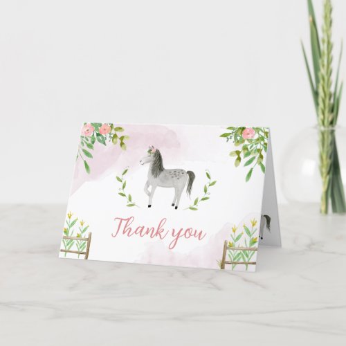 Thank you card with Horse and flowers