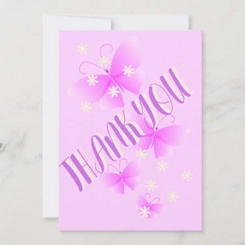 Thank You Card with Light Purple Touch Butterflies