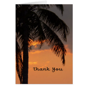Thank You Card with Palm Tree Sunset