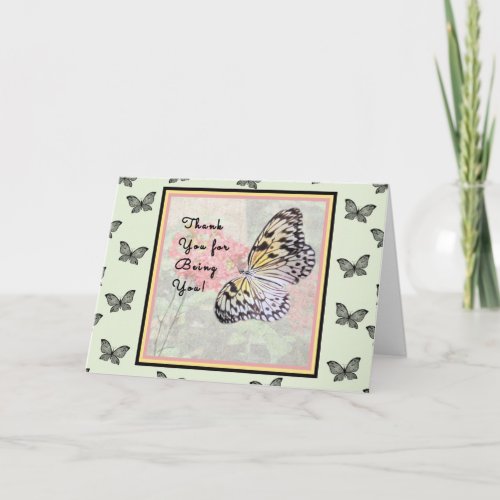 Thank You Card with Paper White Butterfly