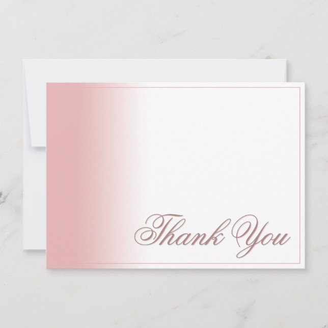 Thank you card with Pink gradient, writing & frame (Front)