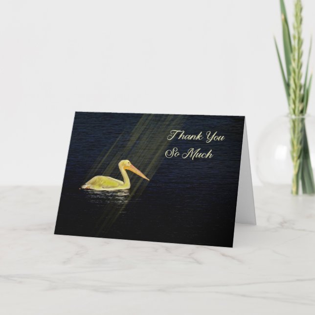 Thank You Card, Yellow Pelican & Light Beams (Front)