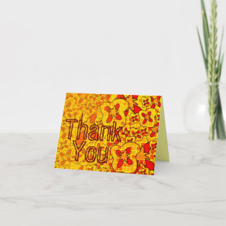 Thank You Card Yellow Red Flower