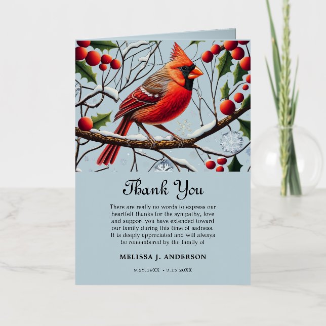 thank you cards after funeral - Cardinal Funeral  (Front)