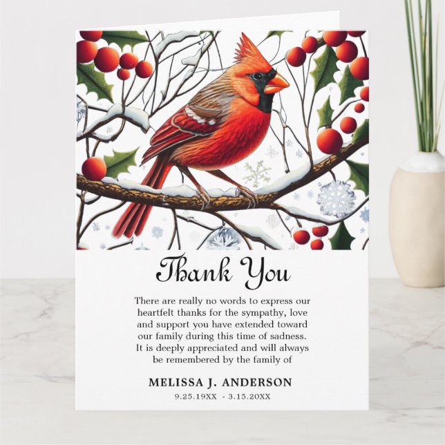 thank you cards after funeral - Cardinal Funeral  (Front)