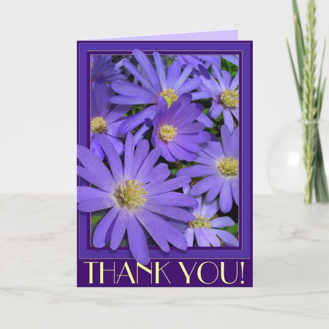 Thank You Cards Blue Flowers Custom Greeting Card (Front)