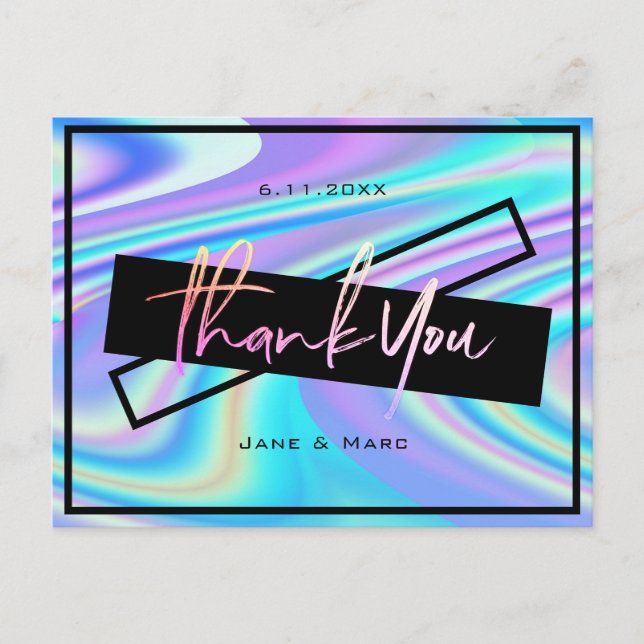 Thank You Cards Bold Vibrant Holographic (Front)