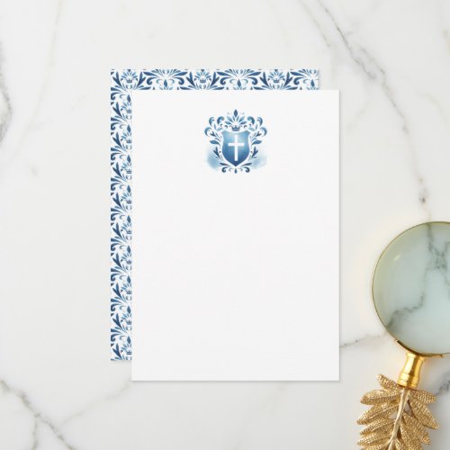 Thank You Cards Dusty Blue Crest & Cross