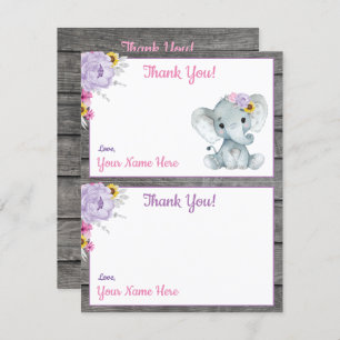 Thank You Cards Elephant Pink Yellow Purple
