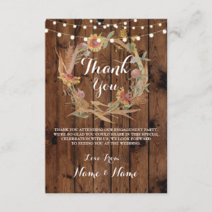 Thank You Cards Fall Wreath Wood Rustic Winter
