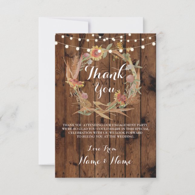 Thank You Cards Fall Wreath Wood Rustic Winter (Front)