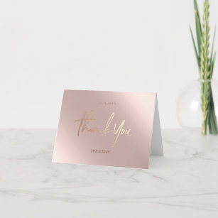Thank You Cards Faux Foil Rosegold