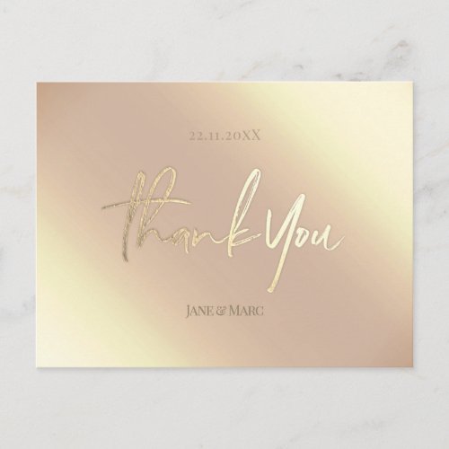 Thank You Cards Faux Gold Foil Luxury Postcard
