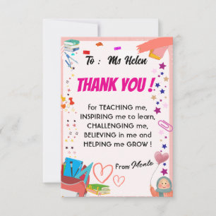 Thank you cards from kids to teachers