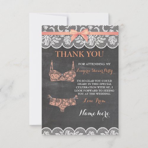Thank You Cards Lingerie Shower Bridal Party Lace