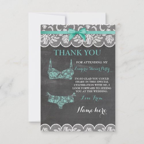 Thank You Cards Lingerie Shower Bridal Party Lace