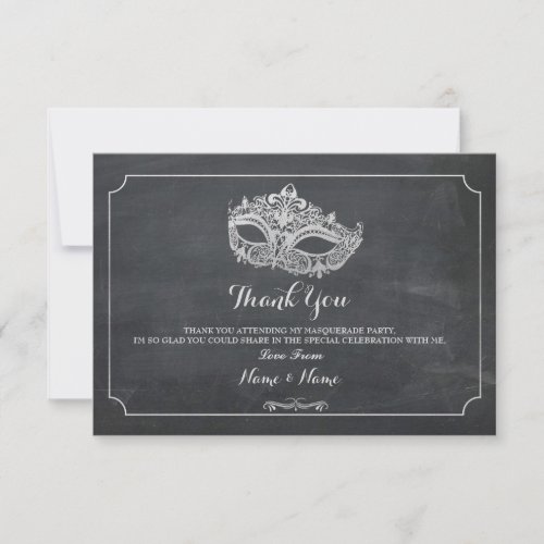 Thank You Cards Masquerade Mask Party Silver