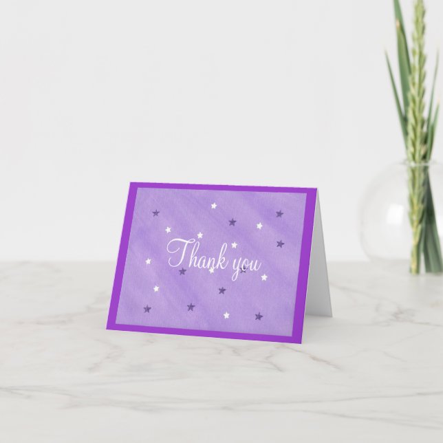 Thank you cards, purple and white stars (Front)