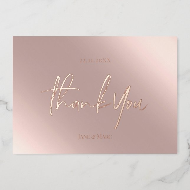 Thank You Cards Real Foil Rosegold Pink (Front)