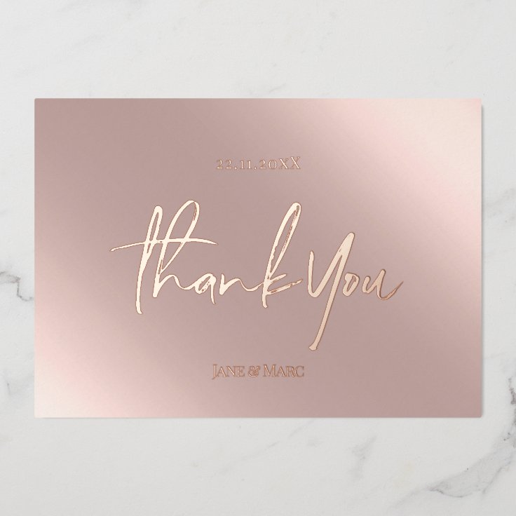Thank You Cards Real Foil Rosegold Pink | Zazzle