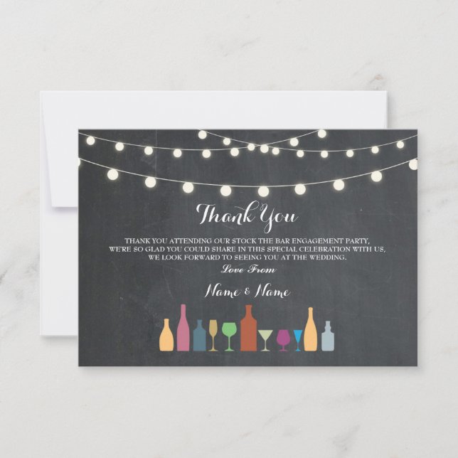 Thank You Cards Stock The Bar Lights Drinks Chalk (Front)