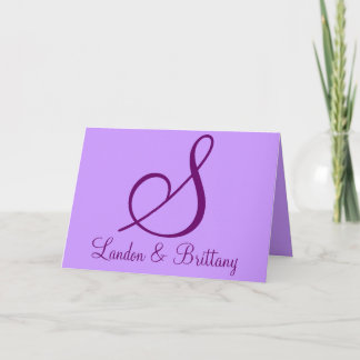 Thank You Cards: Subtle Monogram (Purple) Card