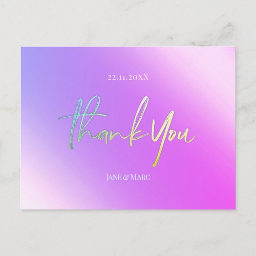 Thank You Cards Vibrant Holographic Postcard