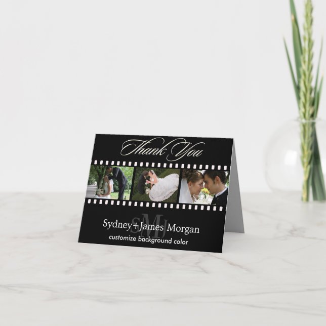 Thank You Cards, wedding photos+monogram Card (Front)