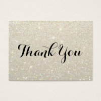 Thank You Cards - White Gold Glitter Fab