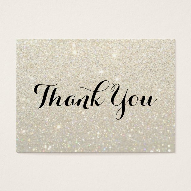 Thank You Cards - White Gold Glitter Fab (Front)