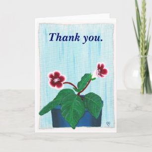 Thank you, cards with a painted gloxinia flower
