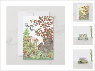 Thank You Cards with Rabbits and Other Animals