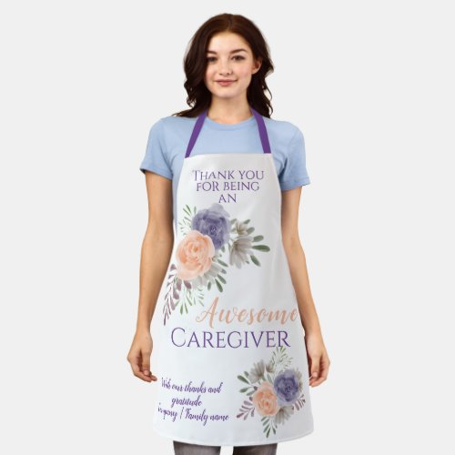 Thank You Caregiver Floral Flower Purple Apron
