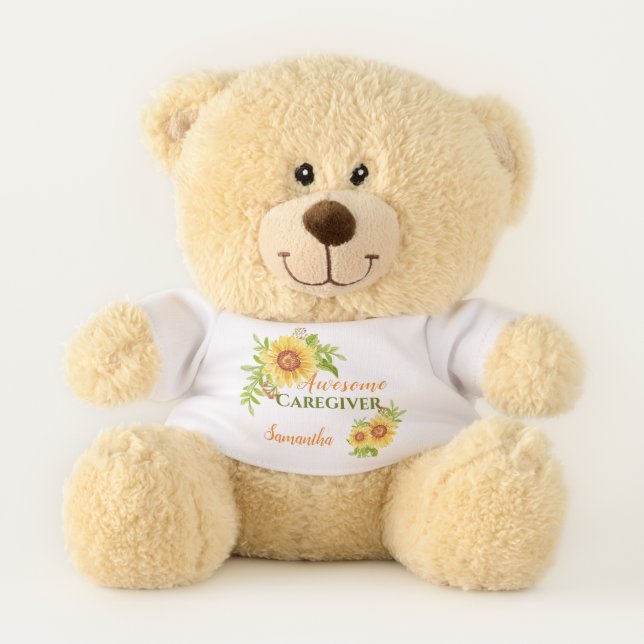 Thank You Caregiver Floral Sunflower  Teddy Bear (Front)