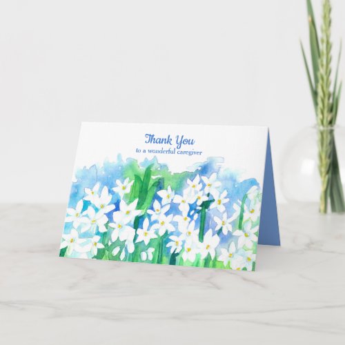 Thank You Caregiver Paperwhites Narcissus Flowers Card