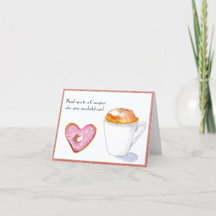 Thank You Caregiver Watercolor Donut And Coffee Card