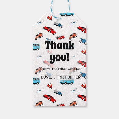 Thank you cars  gift tags