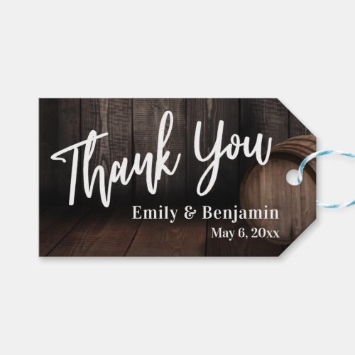 Thank You Casual Handwriting Wooden Barrel Gift Tags