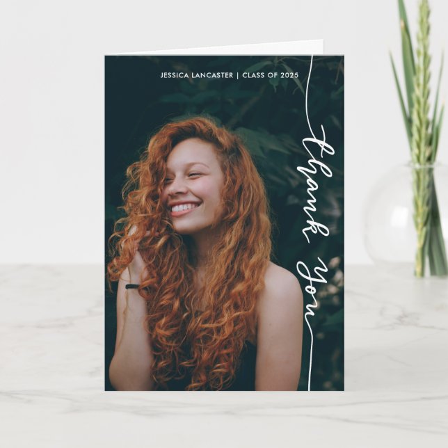 Thank You Casual Modern Script Graduate Photo (Front)