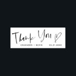Thank You Casual Script Heart Wedding Rubber Stamp<br><div class="desc">Modern and simple wedding thank you stamp featuring a hand lettered typography script that says "thank you" with a heart at the end. Customize this product by adding your names and event date.</div>