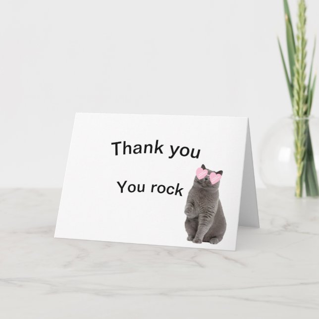 Thank you cat card "You Rock" (Front)