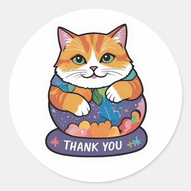 Thank You CAT Classic Round Sticker (Front)